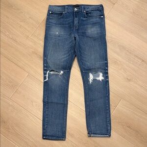 Bullhead Men's Dark Blue Distressed Skinny Jeans